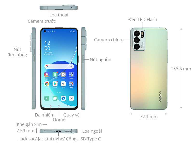 Bộ sản phẩm gồm: Hộp, Sách hướng dẫn, Cây lấy sim, Ốp lưng, Cáp Type C, Củ sạc nhanh rời đầu Type A, Tai nghe dây